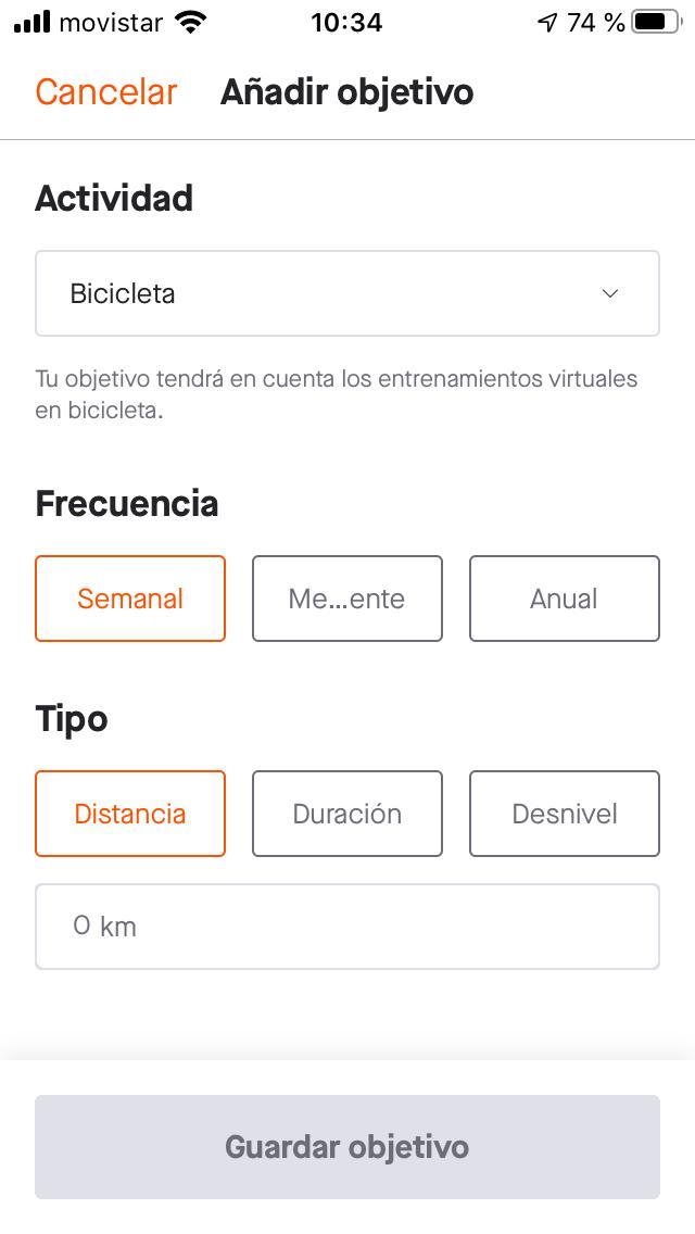 ‘Objetivos’ de Strava