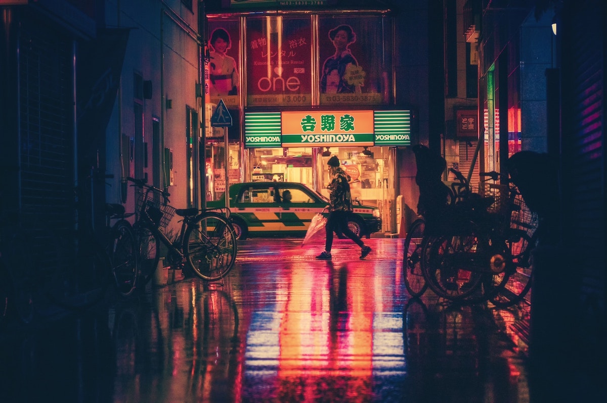 Bicicletas de noche en Asia