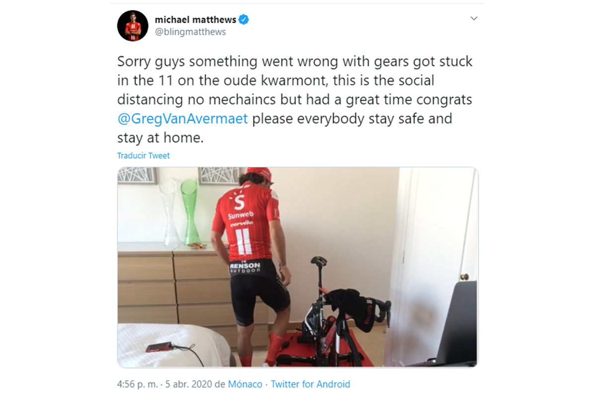 Michael Matthews tuvo que retirarse por problemas con su rodillo