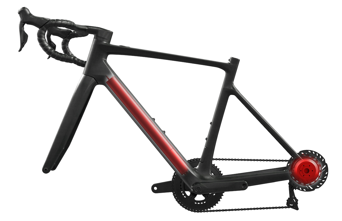 Esquema de la batería interna y el motor de la Scott Addict eRide