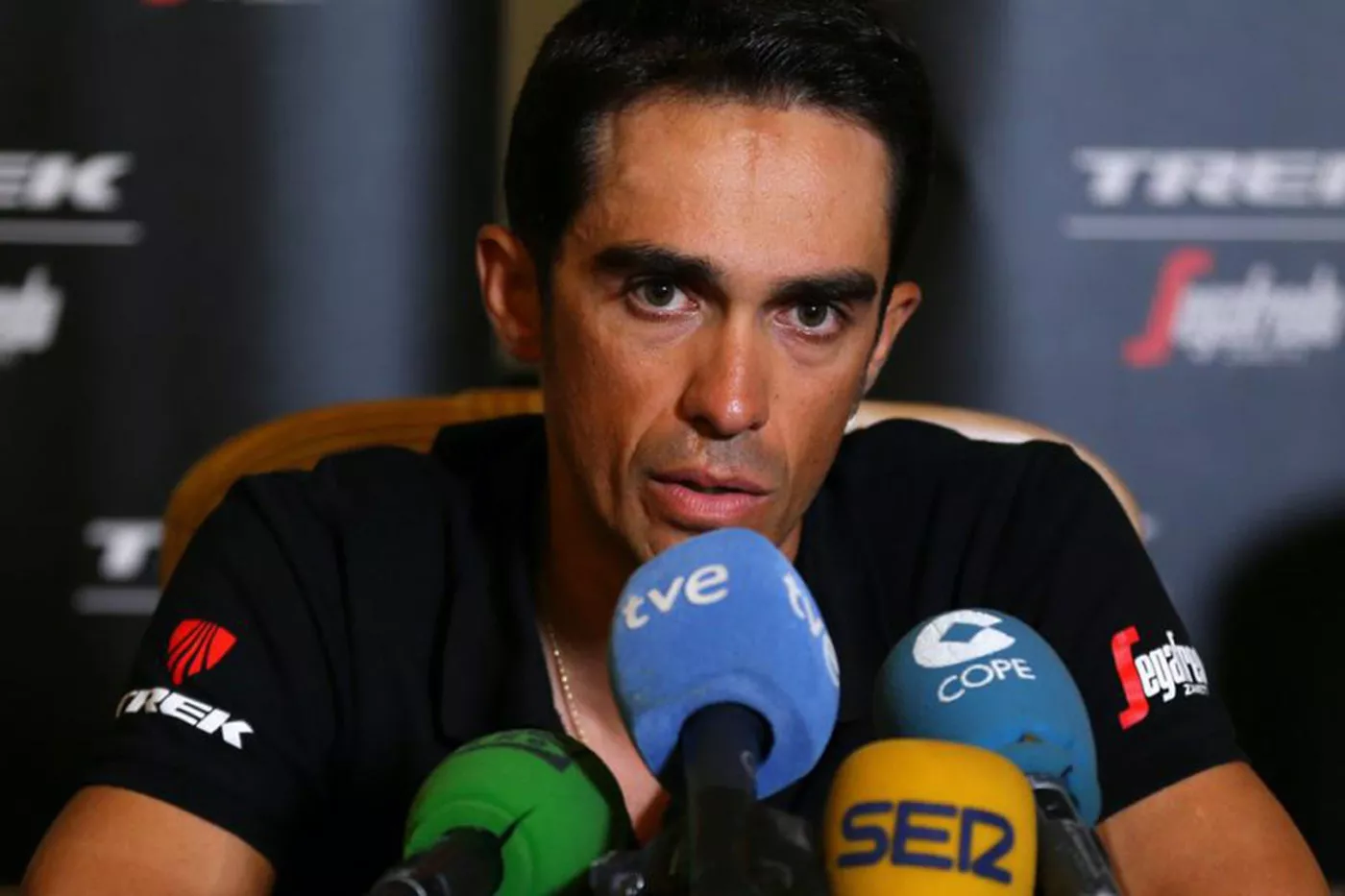 Alberto Contador en rueda de prensa
